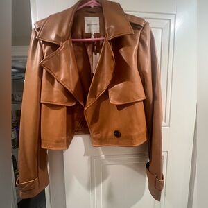 Avec Les Filles Tan Leather Jacket